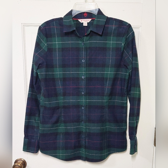 Brooks Brothers Green Plaid Flannel Shirt, Size 8 - Picture 2 of 8